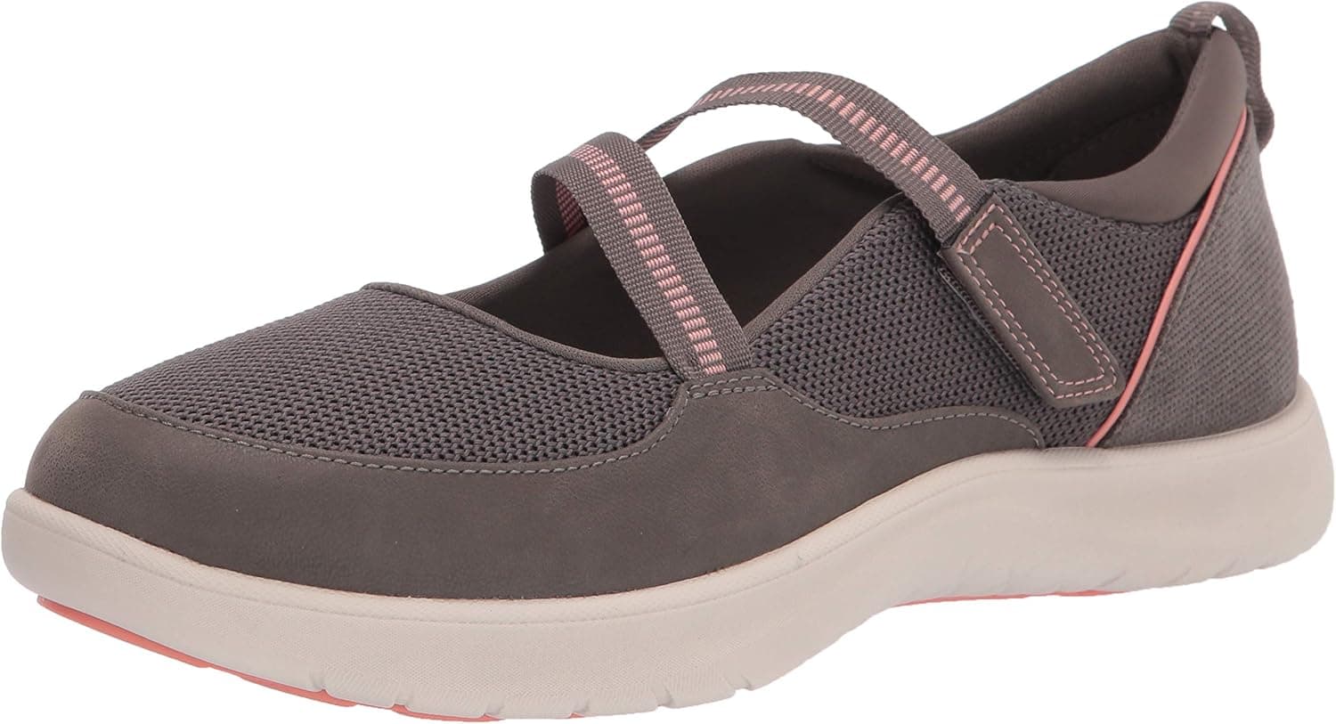 Clarks womens Adella Lily Mary Jane Flat, Stone Textile, 8.5 Wide US