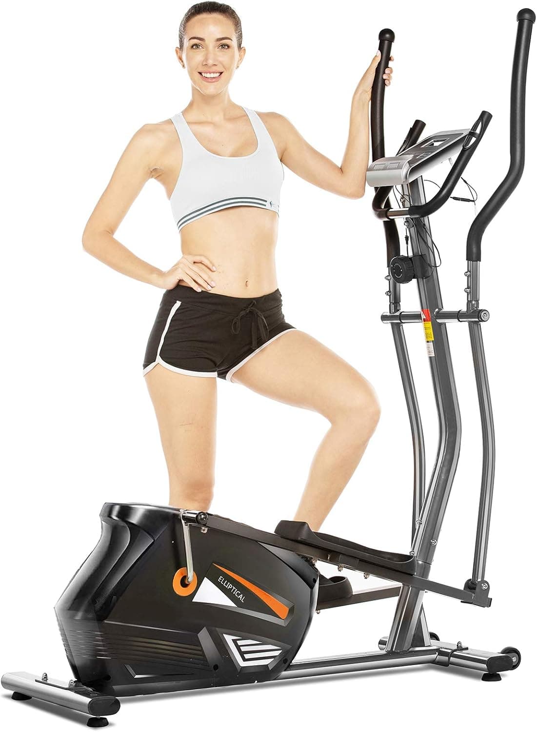 FUNMILY Elliptical Machine Cross Trainer, EM530 Cardio Fitness Equipment with 10 Level Magnetic Resistance, LCD Monitor, 390 LBs Max Weight for Gym Home Use （Silver）