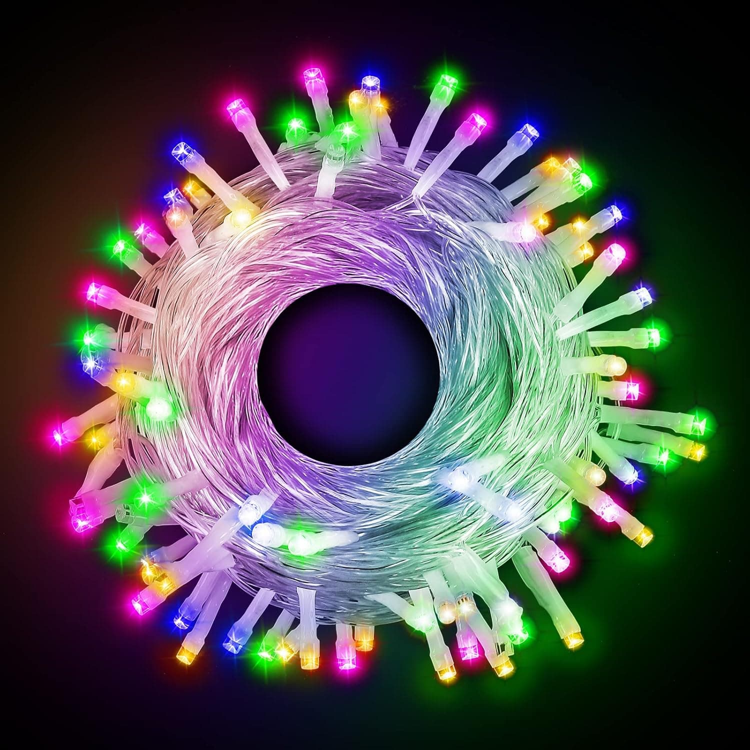 100 LED Christmas Lights Outdoor Waterproof 33Ft Fixed Modes Indoor Fairy No Twinkle String Lights Plug in Mini Light for Bedroom Lawn Garden Fence Tree House Wall Decoration Lights Multicolor