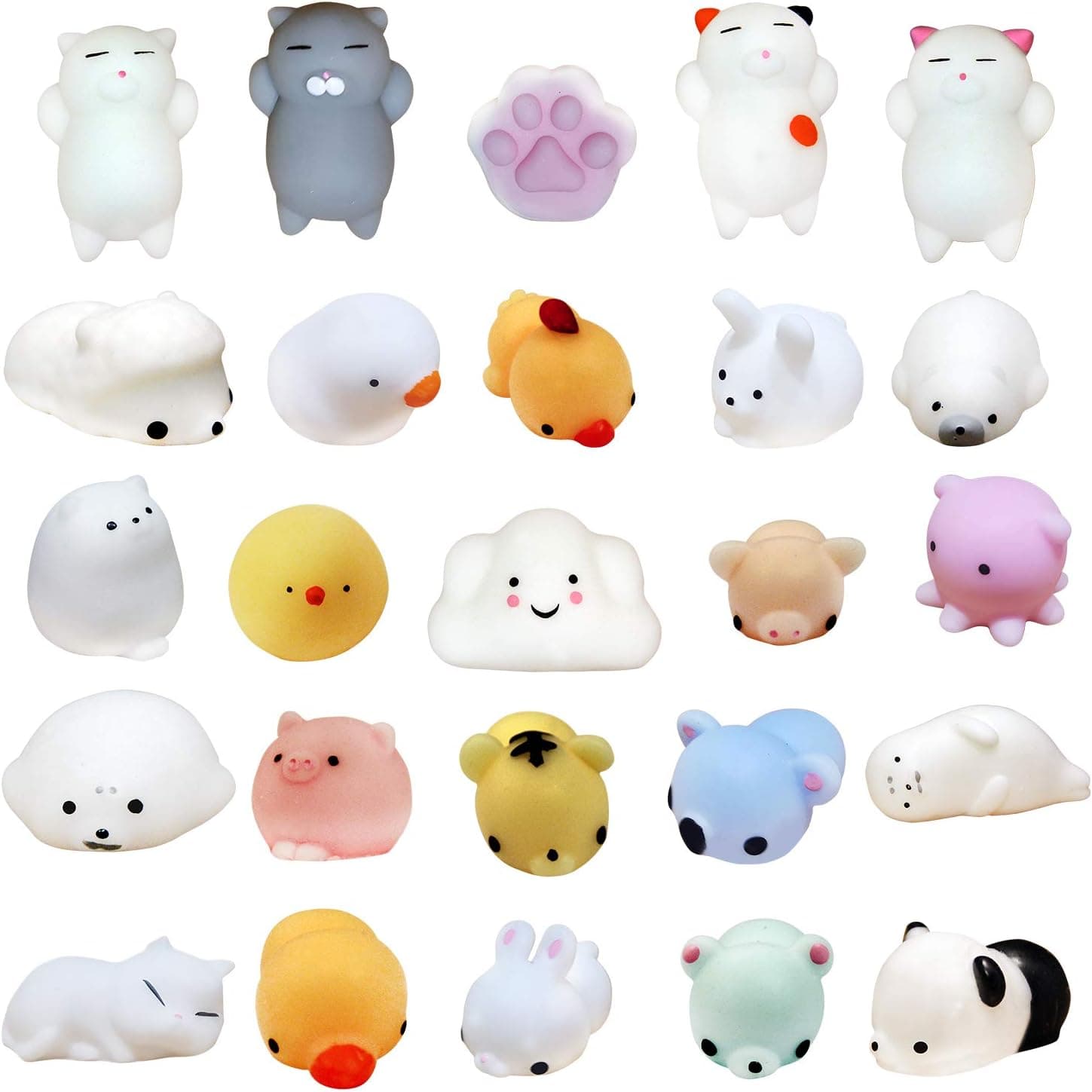 NEW: Squishies 15 pcs random pack [EXTRA Squishy] Super Cute Moshi Kawaii Animals: Seal, Panda, Kitty Cats and More All in One Cheap Package – Silly DIY fun toys for Girls and Boys
