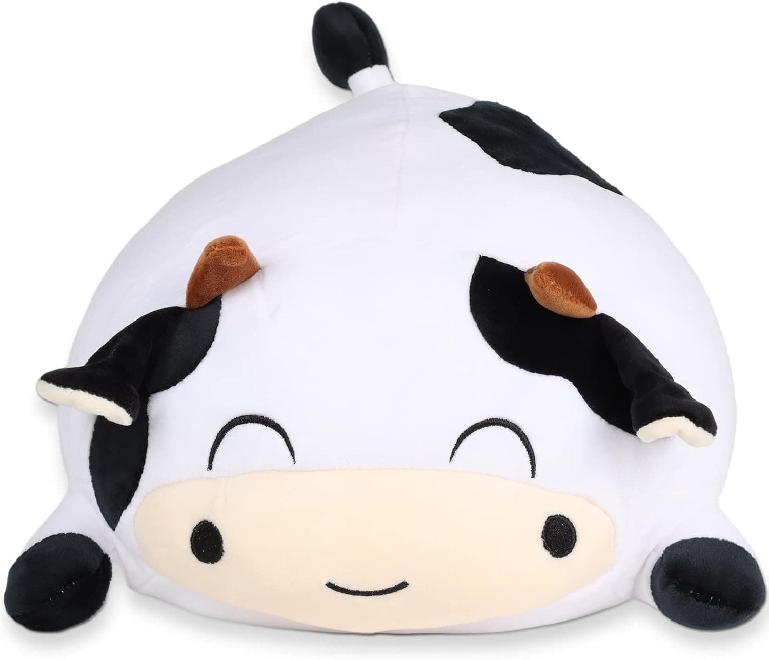 ROPELOK Giant Cow Stuffed Animals Plush Toy, Cow Plush Pillow, 13.7" Stuffed Cow Plush for Kids Children Xmas Birthday Gifts (Smiling Eyes)