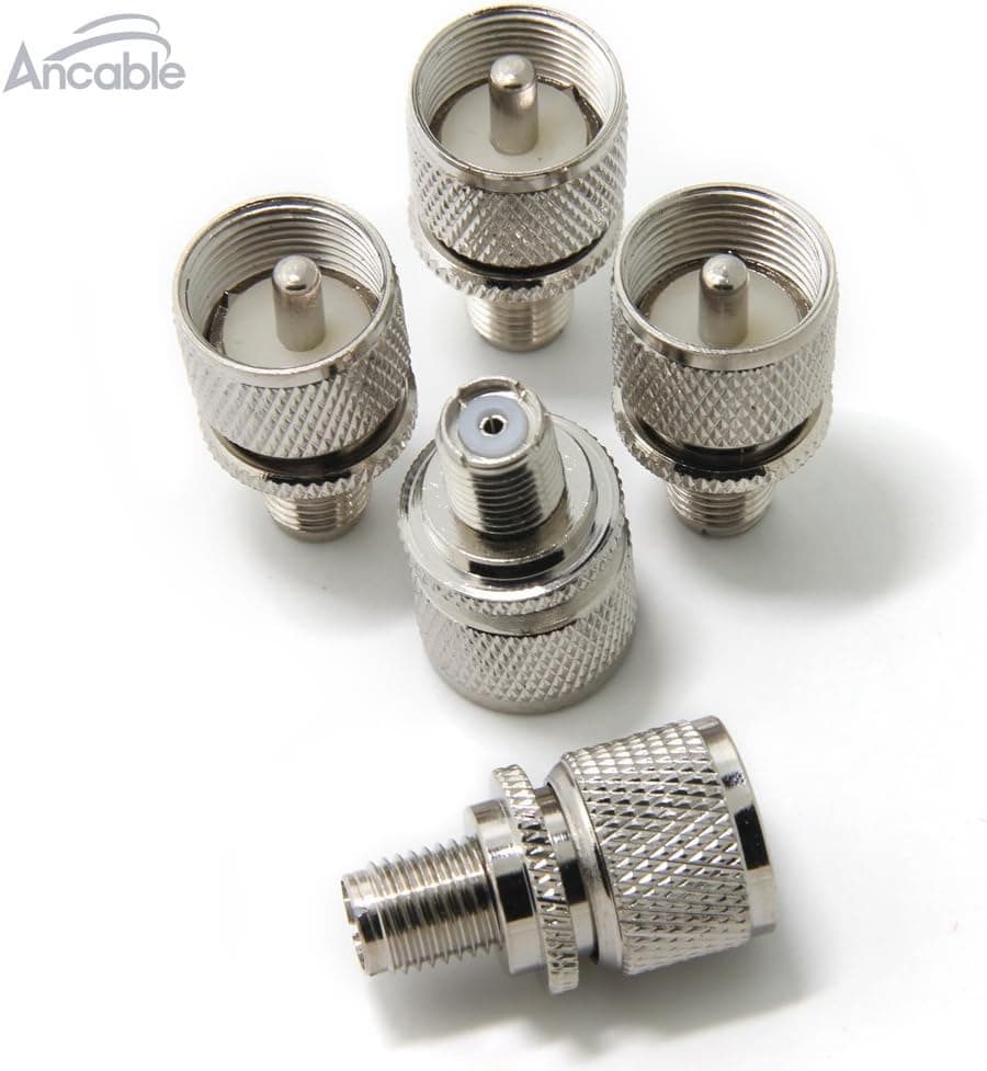 Ancable UHF/PL-259 Male to Mini UHF Female RF Coaxial Adapter for CB Ham Radio Antenna Pack of 5