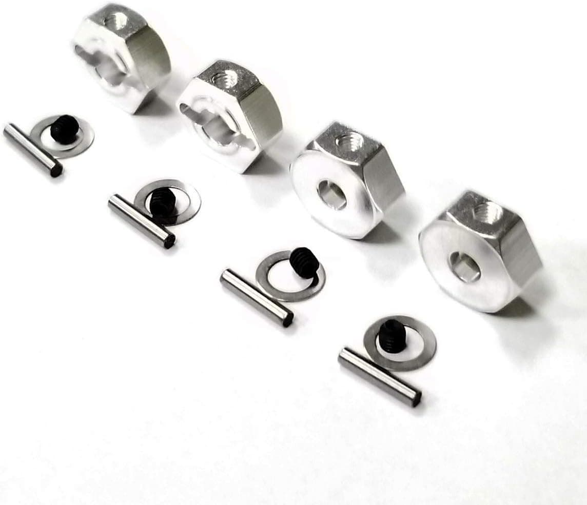 4pcs Aluminum HEX 12mm adapters/Locking Hub 5mm Thickness for Tamiya TT-01/TT-02/TA-03/CC-01 Chassis