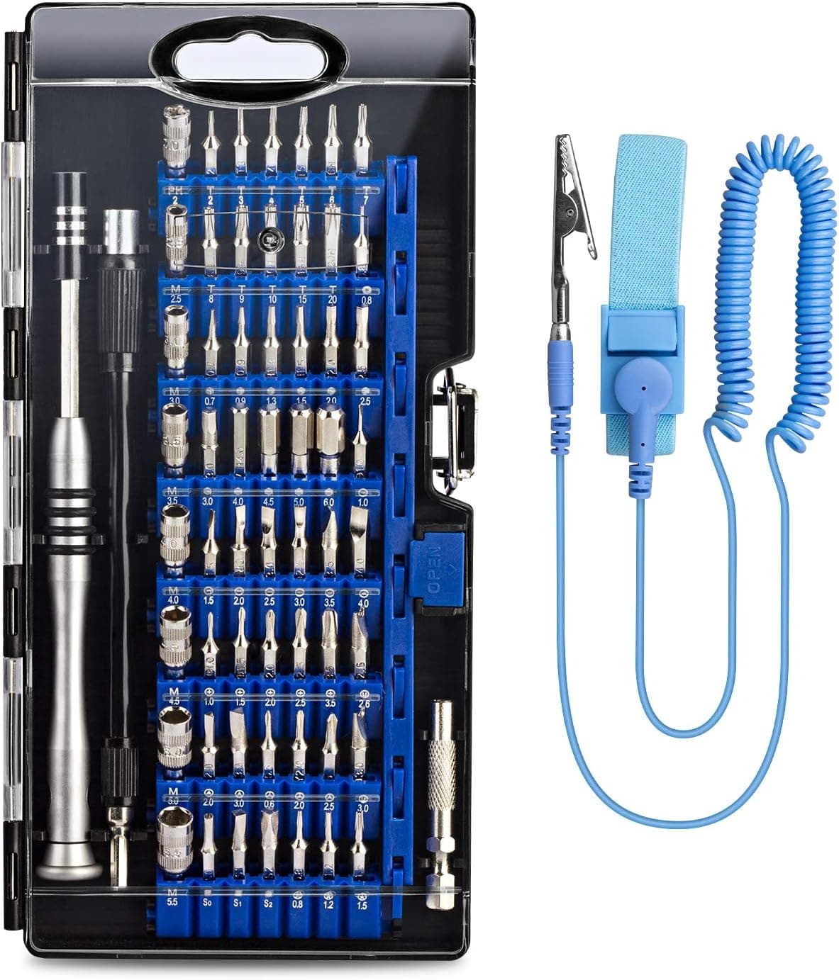 GANGZHIBAO Screwdriver Set for Computer, PC,Phone,iPhone,MacBook,61 in 1 with 56 Bits Screwdriver Kit, Pentalobe Scewdriver T5, T6 Screwdrivers Tool Kit with Anti-Static Wrist Strap