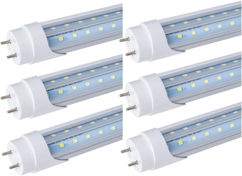 HOLDWILL 6 Pack T8 LED Tube Light Bulb, V Shaped 4FT 40 Watts, Daylight White 6000K, Dual-End Powered, Ballast Bypass, Clear Cover,T10 T12 Fluorescent Light Bulbs Replacement with G13 Bi-pin Base