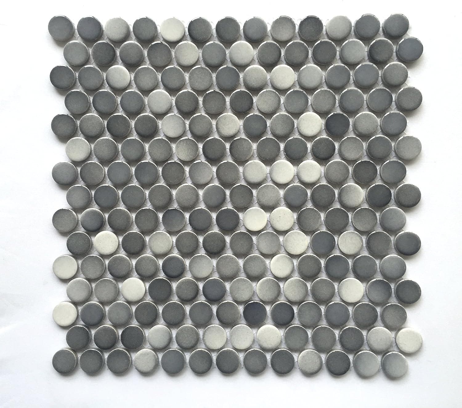 3/4 X 3/4 Penny Round Grey Glossy Finish Porcelain Mosaic (11 Pcs. Per case)