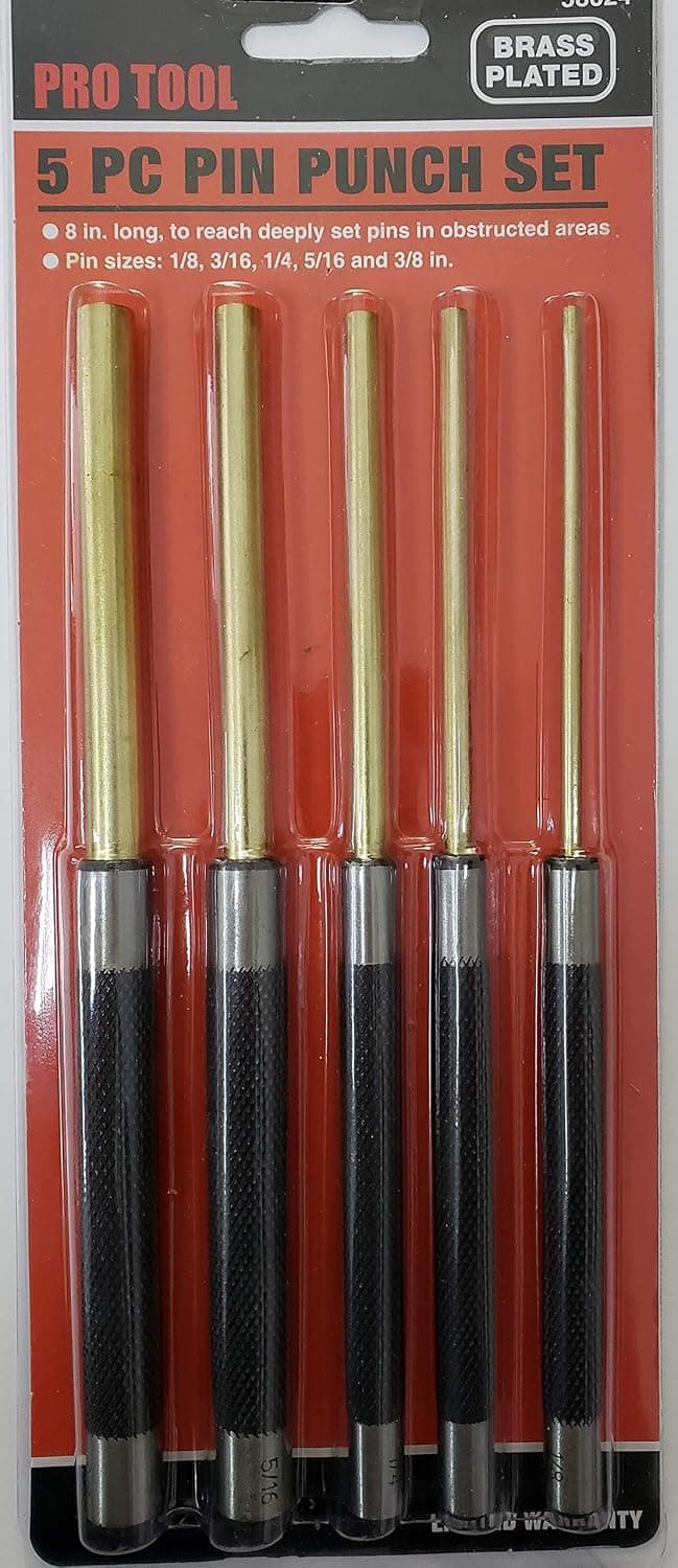 5 PC PIN PUNCH SET BRASS PLATED GUNSMITH