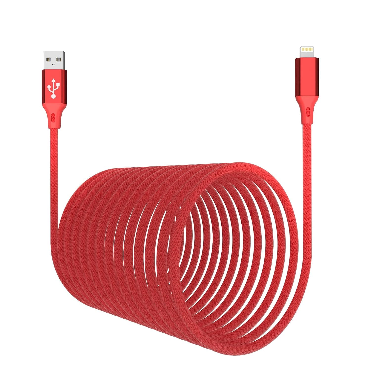 Extra Long iPhone Cable 8M/26Ft [MFi Certified]USB A iPhone Charger Cord Fast Nylon Braided Lightning Cable Compatible with iPhone 13 Pro Max Mini iPhone 12 Pro Max Mini 11 Pro X XS Max XR 8 7 6s -Red