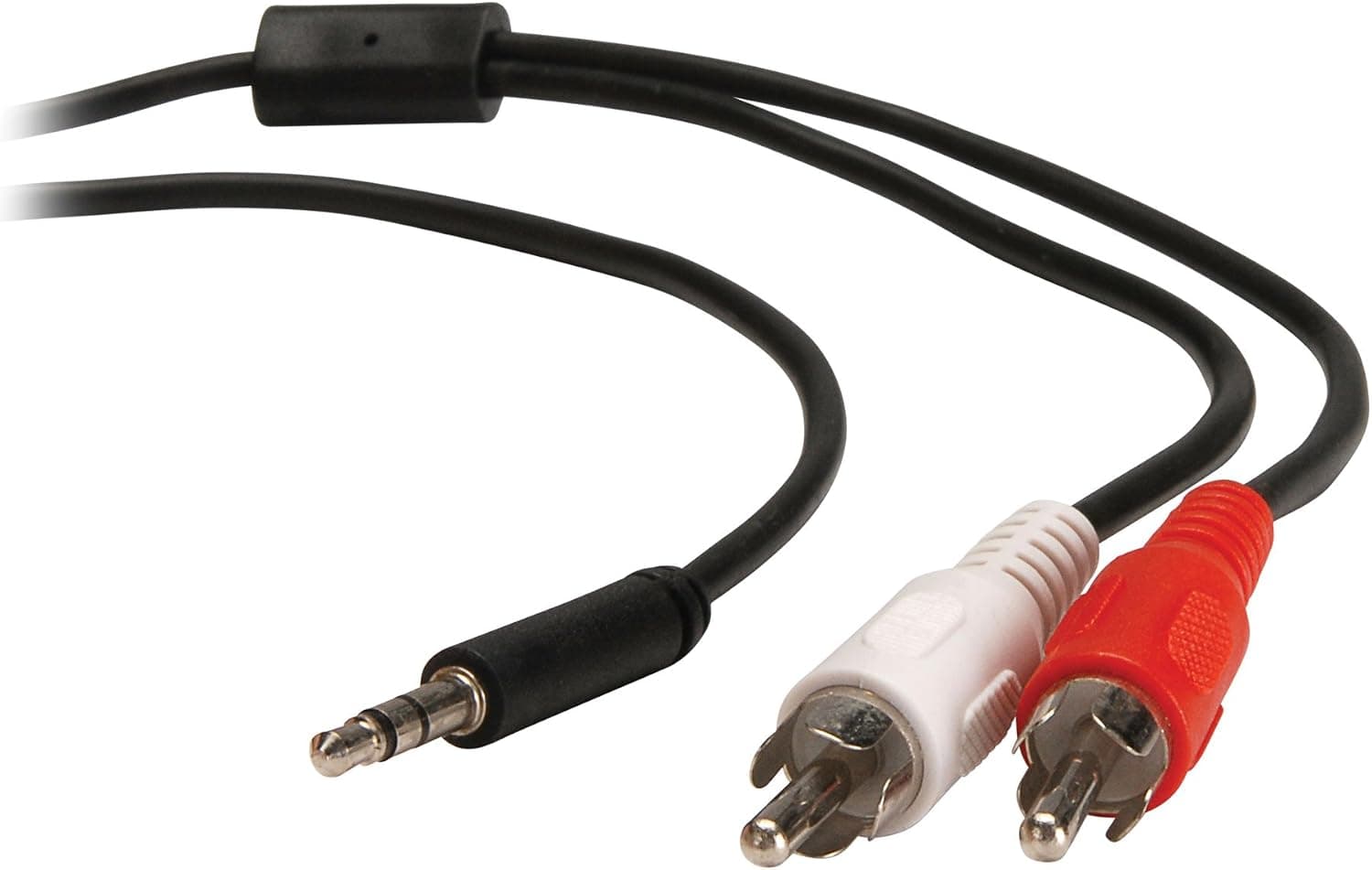 Parts Express 3.5mm Slim-Plug Male to 2 x RCA Male Adapter Cable 5 ft.