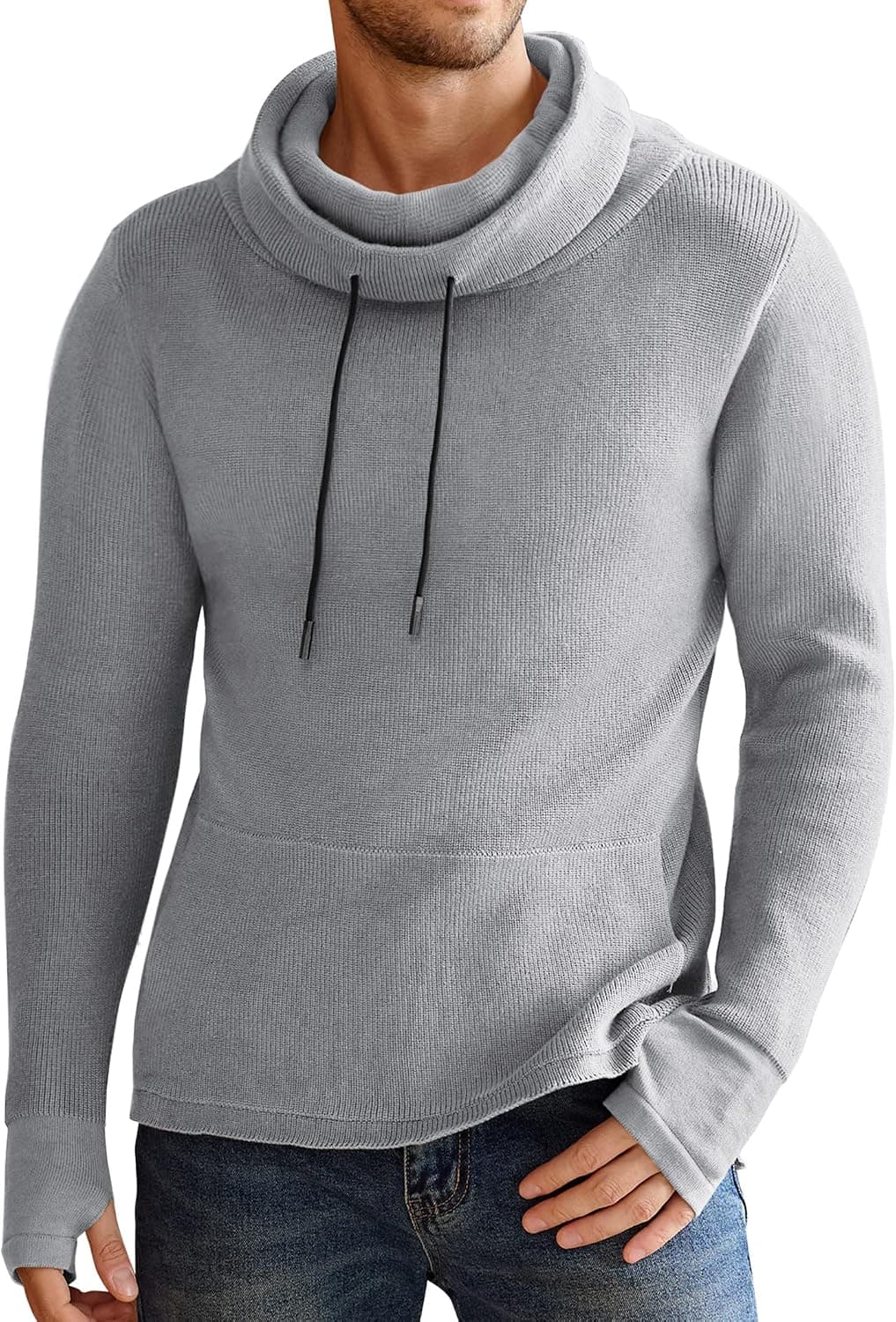 COOFANDY Men's Knitted Turtleneck Sweater Long Sleeve Slim Fit Designer Shawl Collar Pullover