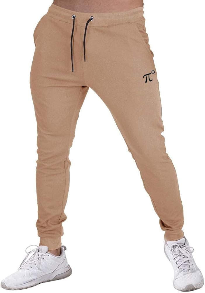 PIDOGYM Men's Slim Jogger Pants,Tapered Sweatpants for Training, Running,Workout with Elastic Bottom,Khaki,Small