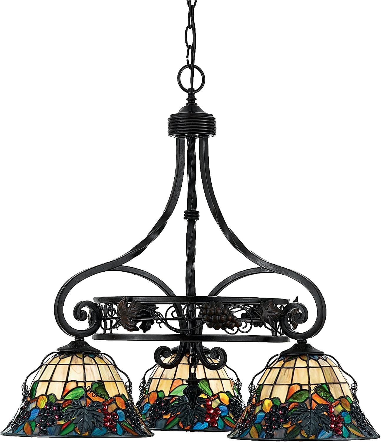 Quoizel TFFR5103VA Fruit Harvest 23-1/2-Inch One Tier Chandelier with Three Downlights, Valiant Bronze Finish