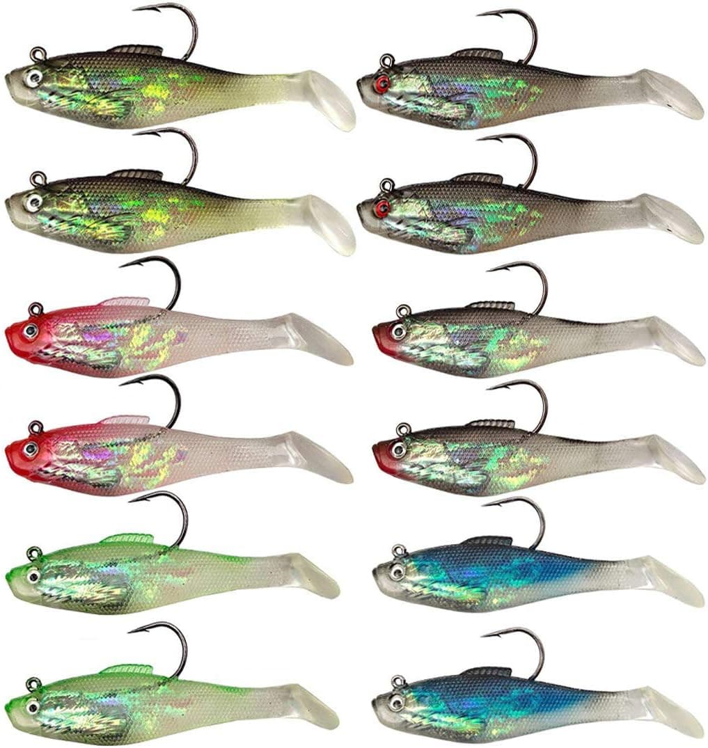 Soft Fishing Lure Swimbait Jigs Head - Swim Shad Lures Baits Weighted Jig Hooks Crankbait Spinnerbait for Saltwater Freshwater Fishing Bass Walleye Rockfish Big Game
