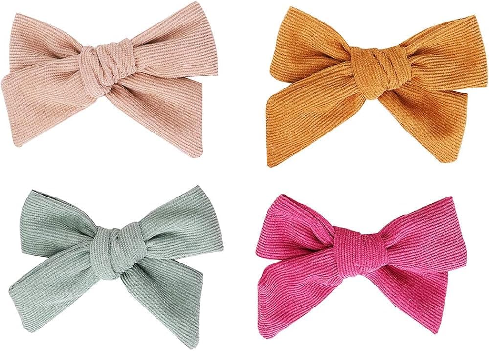 4 inches Bows For Girls Linen Fabric Hair Clips For Kids Toddlers Teens Children Gifts