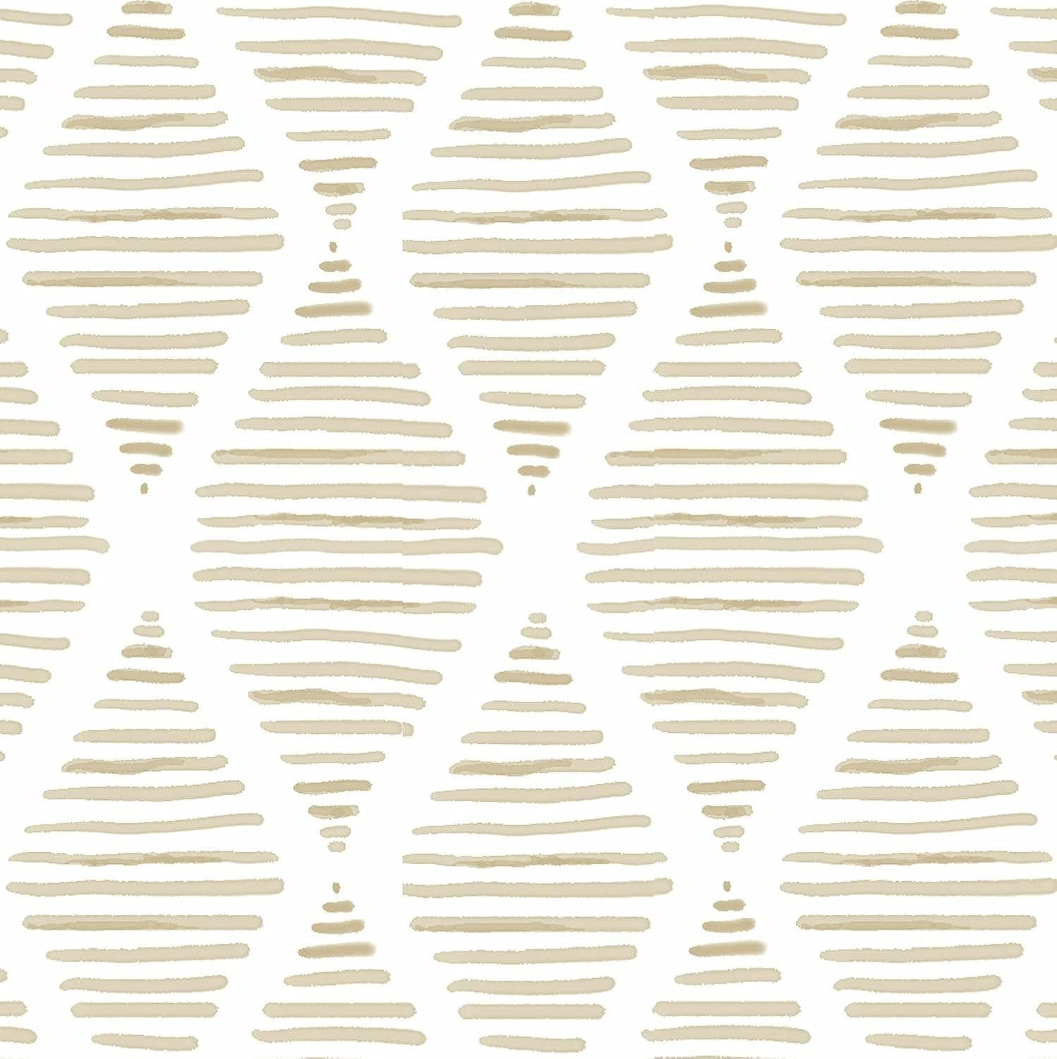 Akywall Geometric Peel and Stick Wallpaper Textured White and Beige Striped Contact Paper Removable Self Adhesive Cream Tint Boho Stick on Wall paper Roll for Wall Cabinets Countertop 17.32in x 78.7in