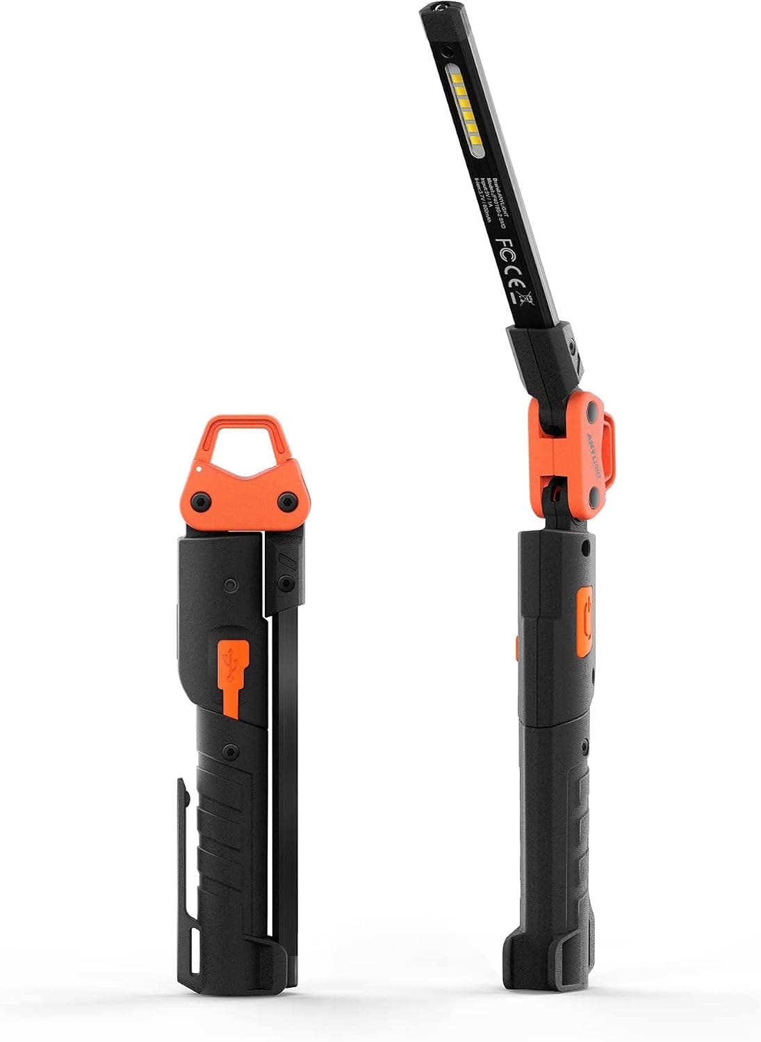 Anylight Led Work Light,400LM Rechargeable Flashlight,Foldable Magnetic Light with 230° Rotate for Car Repair, Camping, Grill（1 Pack）