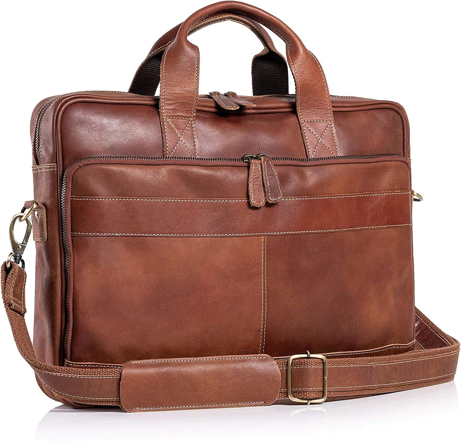 Leather briefcase 18 Inch Laptop Messenger Bags for Men and Women Best Office School College briefcase Satchel Bag