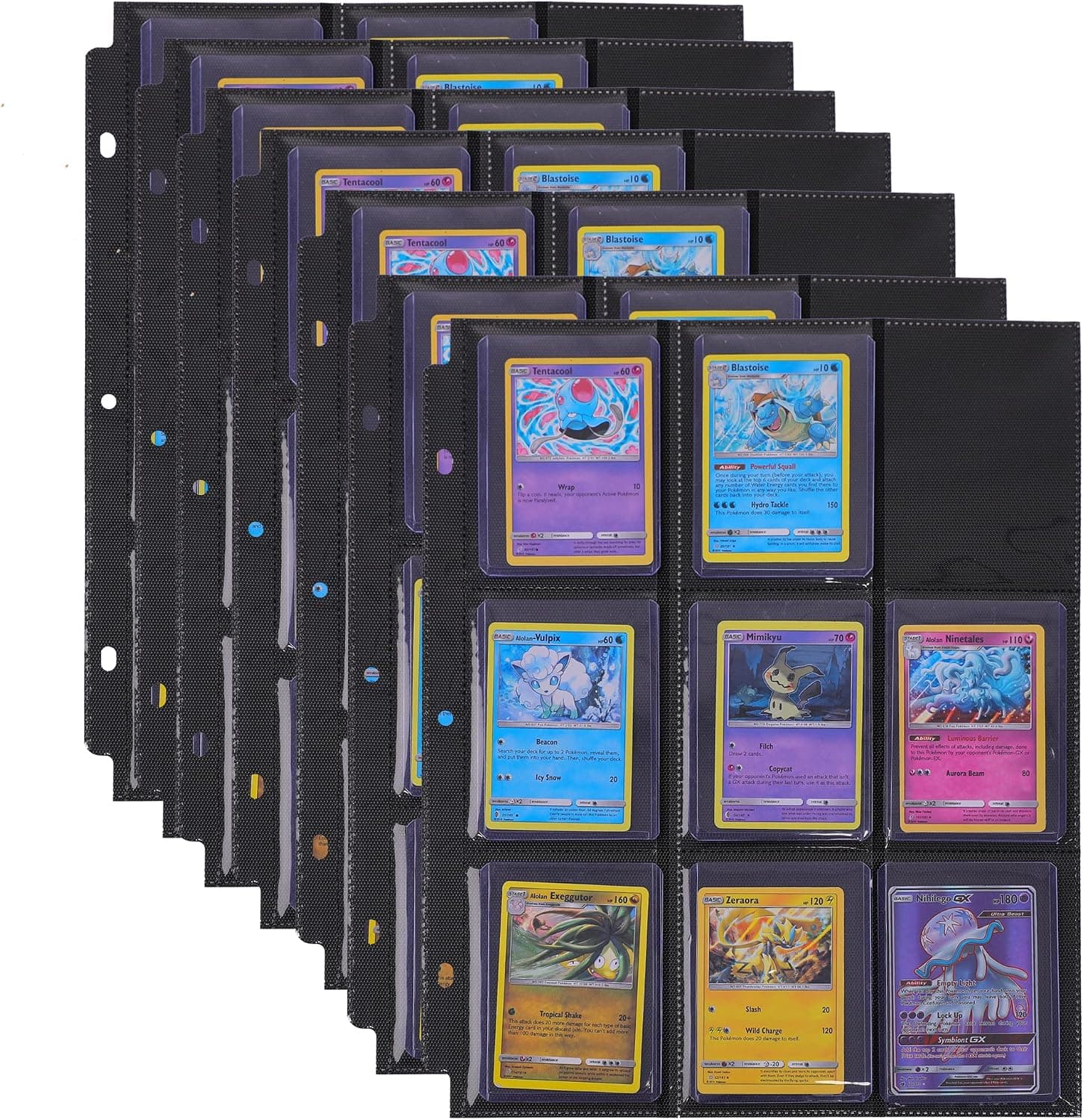 Toploader Binder Pages - 9 Pocket Toploader Binder Sleeves for 3" x 4" 35pt Rigid Card Holders for Pokemon Cards & Sport Cards