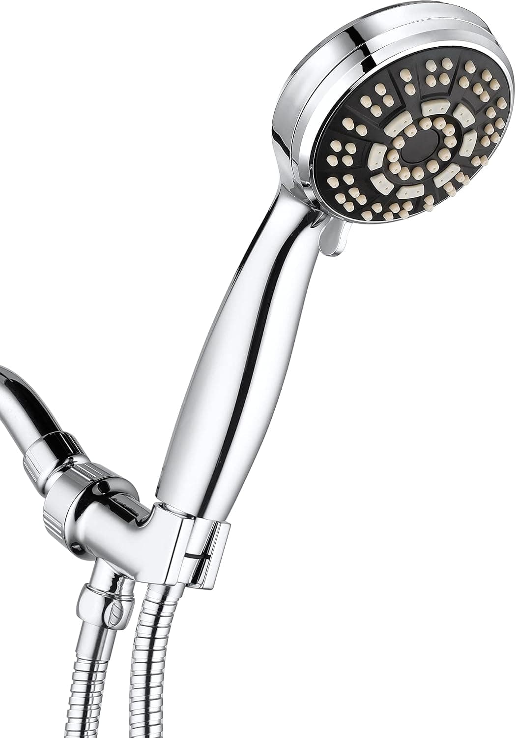 Pichrain Chrome Adjustable Handheld Shower Head with Metal Hose, Tool Free Installation, Adjustable Bracket with Solid Brass Swivel Ball