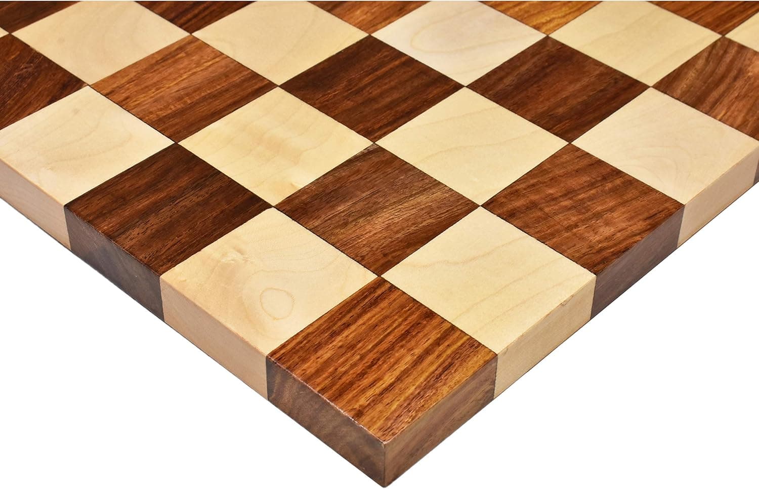 RoyalChessMall Borderless Chess Board, Sheesham Golden Rosewood and Maple Wooden Chess Board, Chess Board Only, Luxury Large Chess Board, 15.7-in by 15.7in (5-cm Squares)