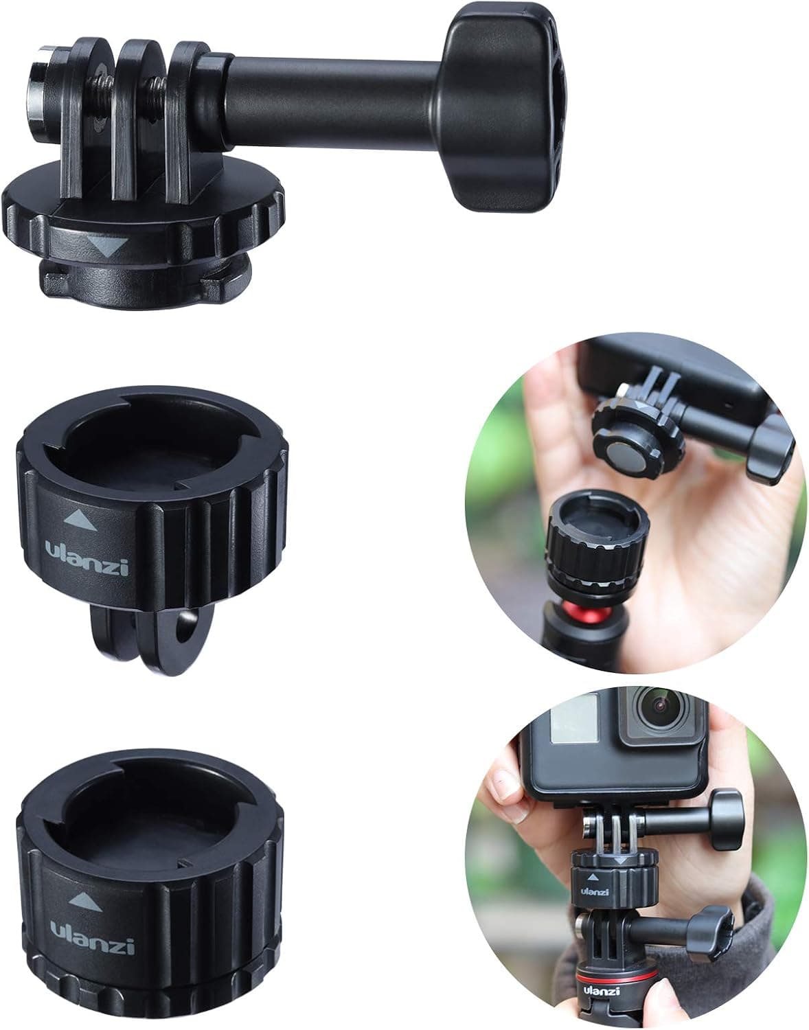 ULANZI GP-4 Magnetic Quick Release Tripod Adapter for GoPro, 1/4'' Screw and GoPro Interface, Strong Magnetic and Safe Locking for GoPro 4 5 6 7 8 Max DJI OSMO Action Vlogging Setup Accessories