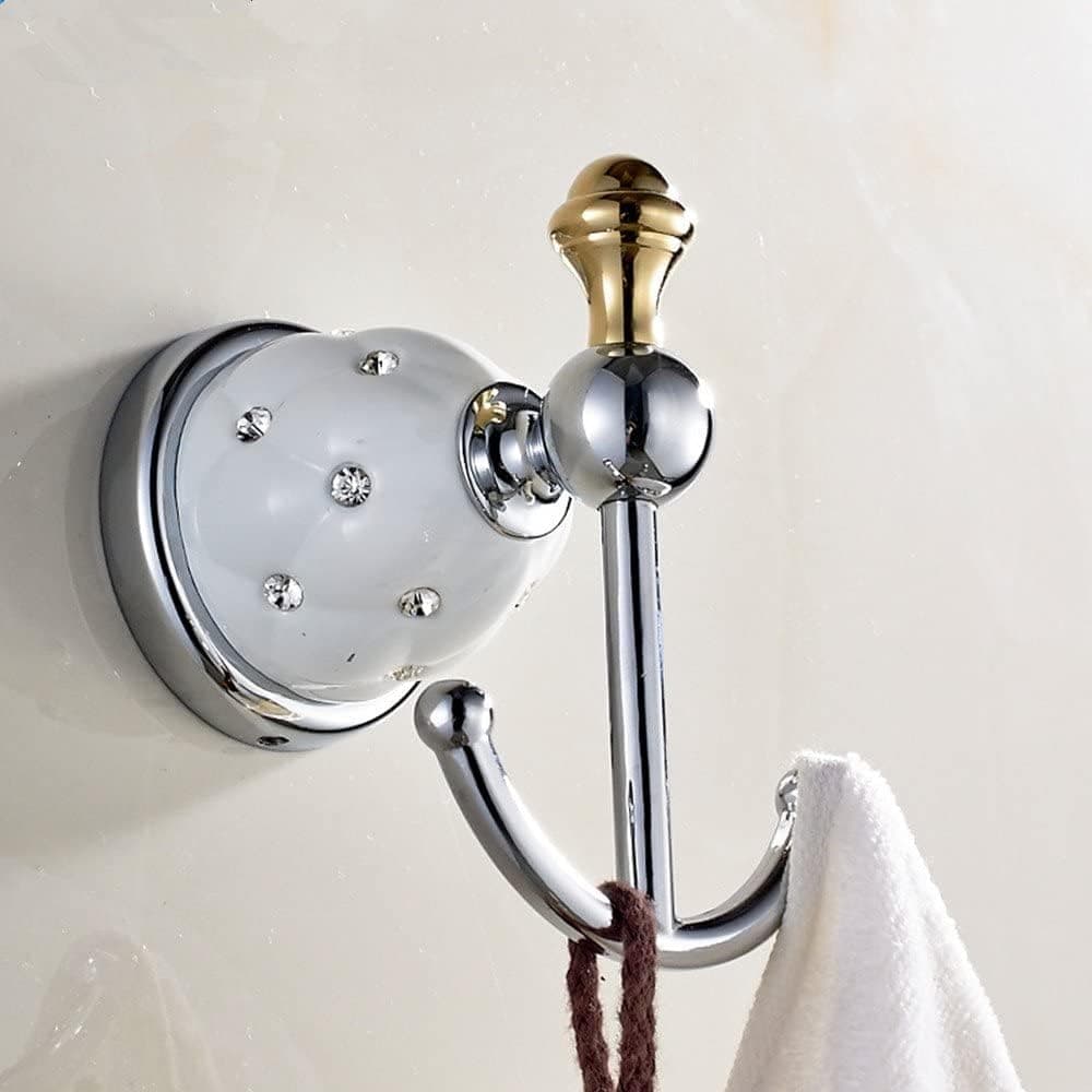 YUTU YMTX04 Crystal Chrome Brass Towel Hook Antique Polished Bathroom Coat Hook Wall Mounted Robe Rack