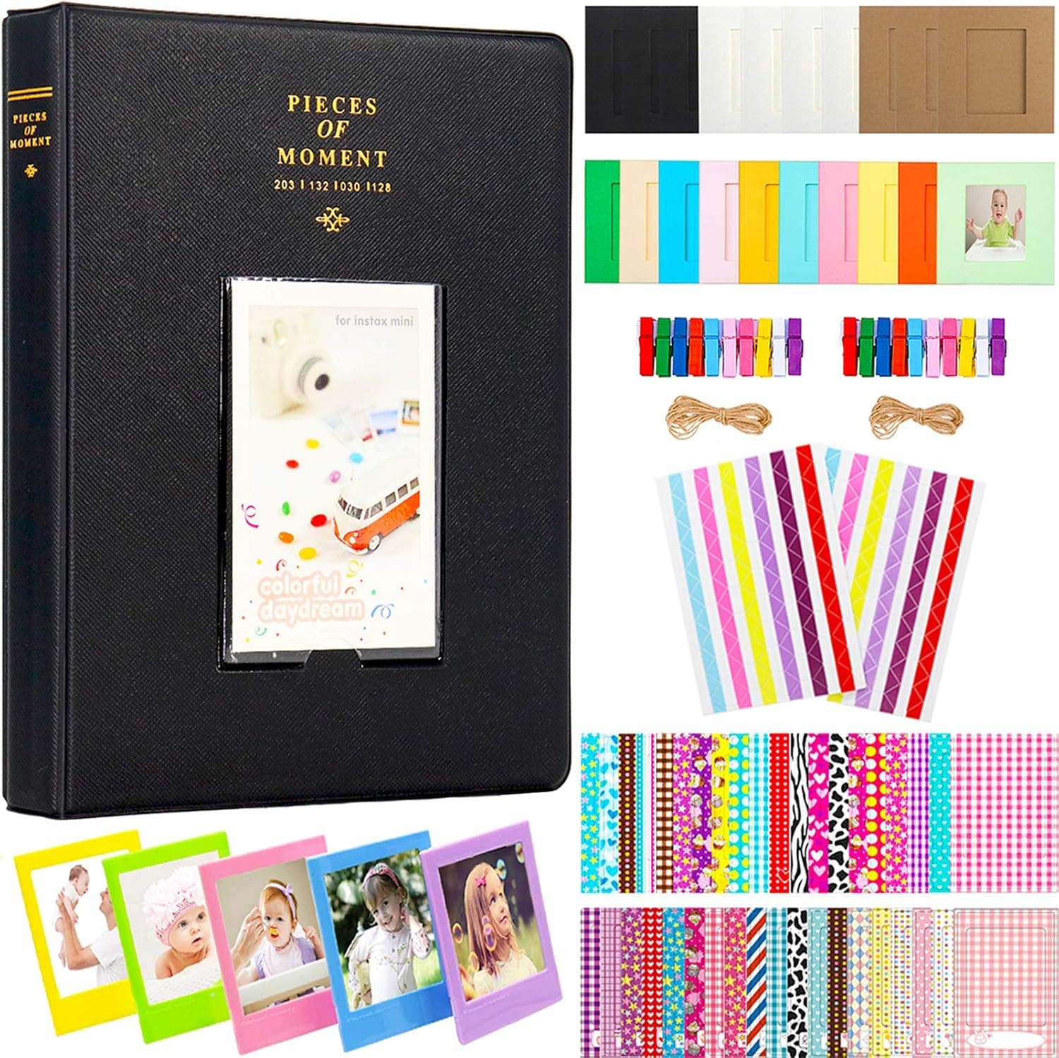 BigTrend 2x3 Inch Photo Paper Film Album Set for Fujifilm Instax Mini Camera, Polaroid Snap, Z2300, SocialMatic Instant Cameras & Zip Instant Printer (Black-1, 128 Pockets)