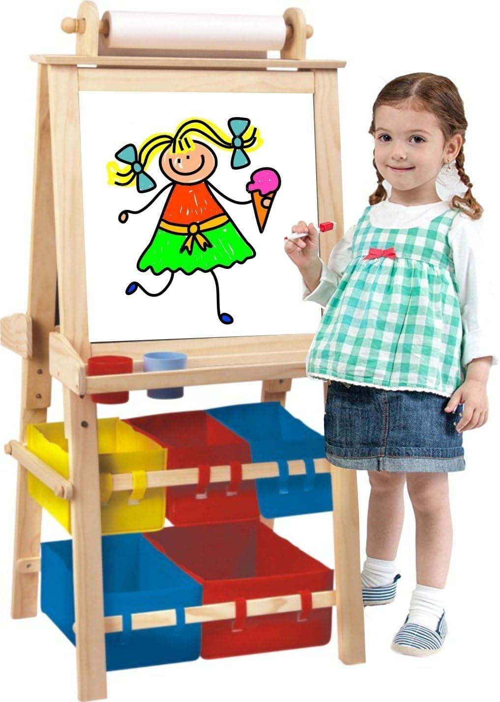 Kids Destiny Deluxe Standing Easel Chalk Board and Magnetic Dry Erase