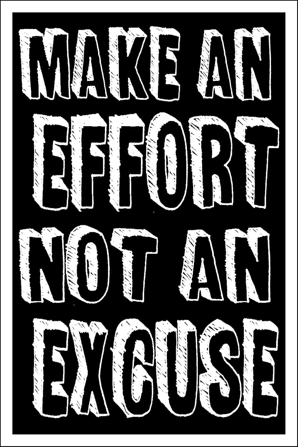 Spitzy's Make an Effort Not an Excuse Motivational Poster, 12x18 Inches, Inspirational, Fitness, Workout, Wall Decor for Home Office, Bedroom, Gym