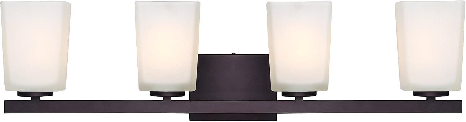 Canarm LTD IVL472A04ORB Hartley 4 Light Vanity, Oil Rubbed Bronze with Flat Opal Glass