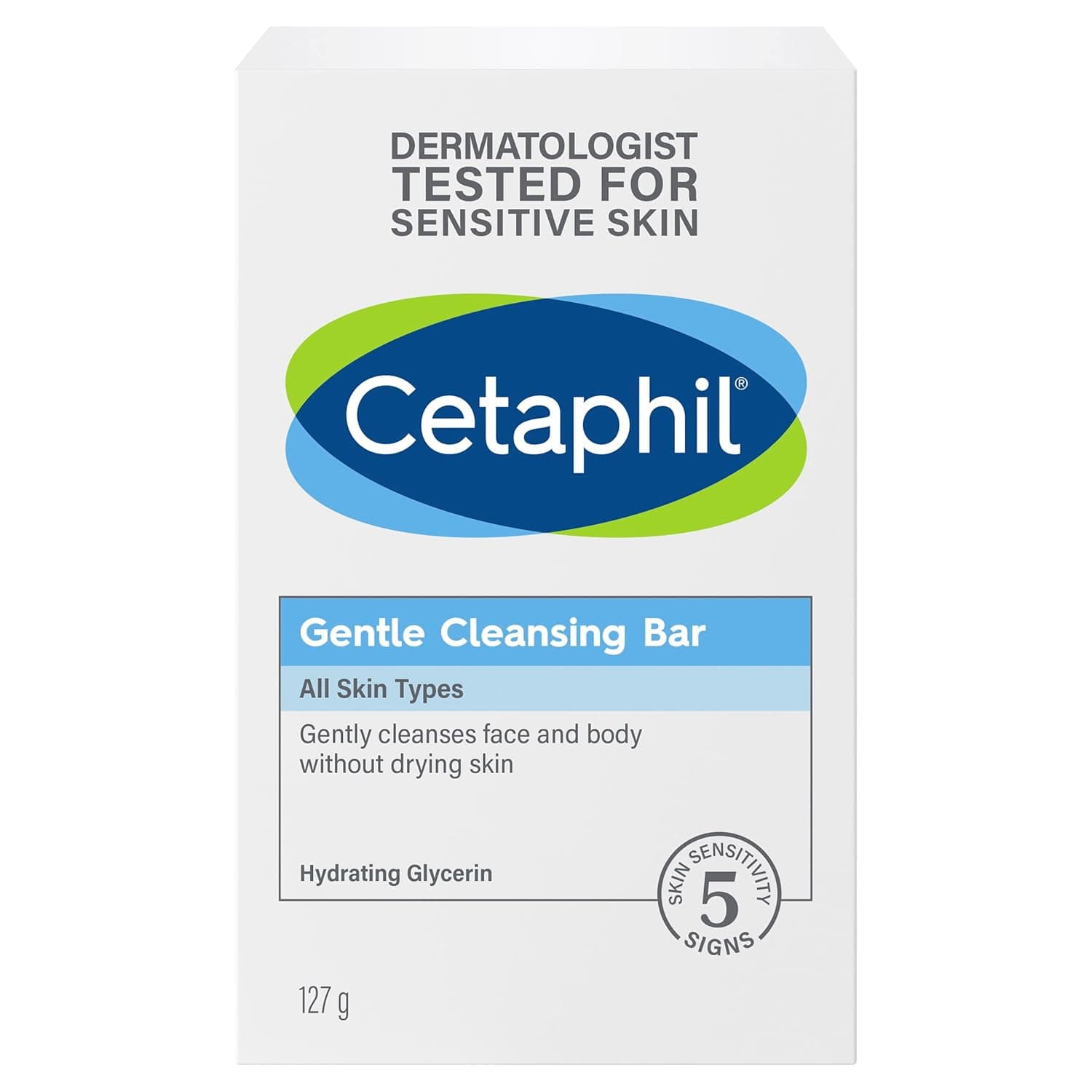 CETAPHIL Gentle Cleansing Bar, 4.5 oz , Nourishing Cleansing Bar For Dry, Sensitive Skin, Non-Comedogenic, Non-Irritating for Sensitive Skin