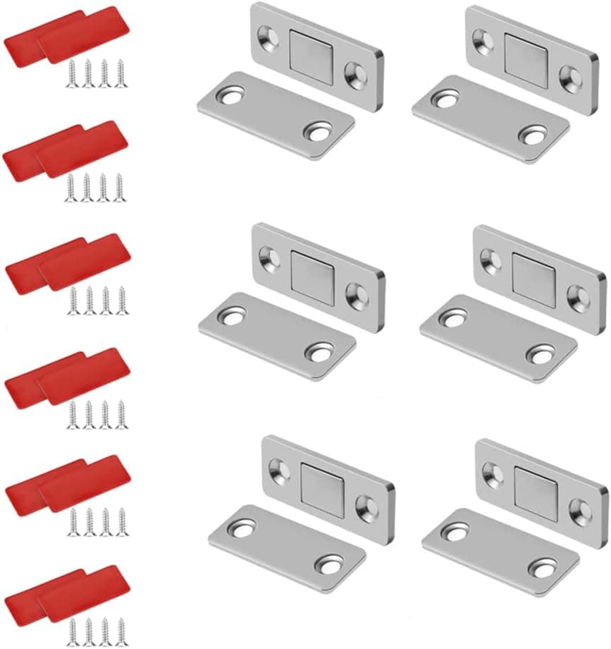 XXQCNCT Door Magnet 6 Pack Door Magnets for Cabinet Doors Ultra Thin Furniture Magnetic Catches Strong Magnetic Lock Cabinet Furniture Magnets Door Lock Drawer Furniture Magnets Door Closers (Silver)