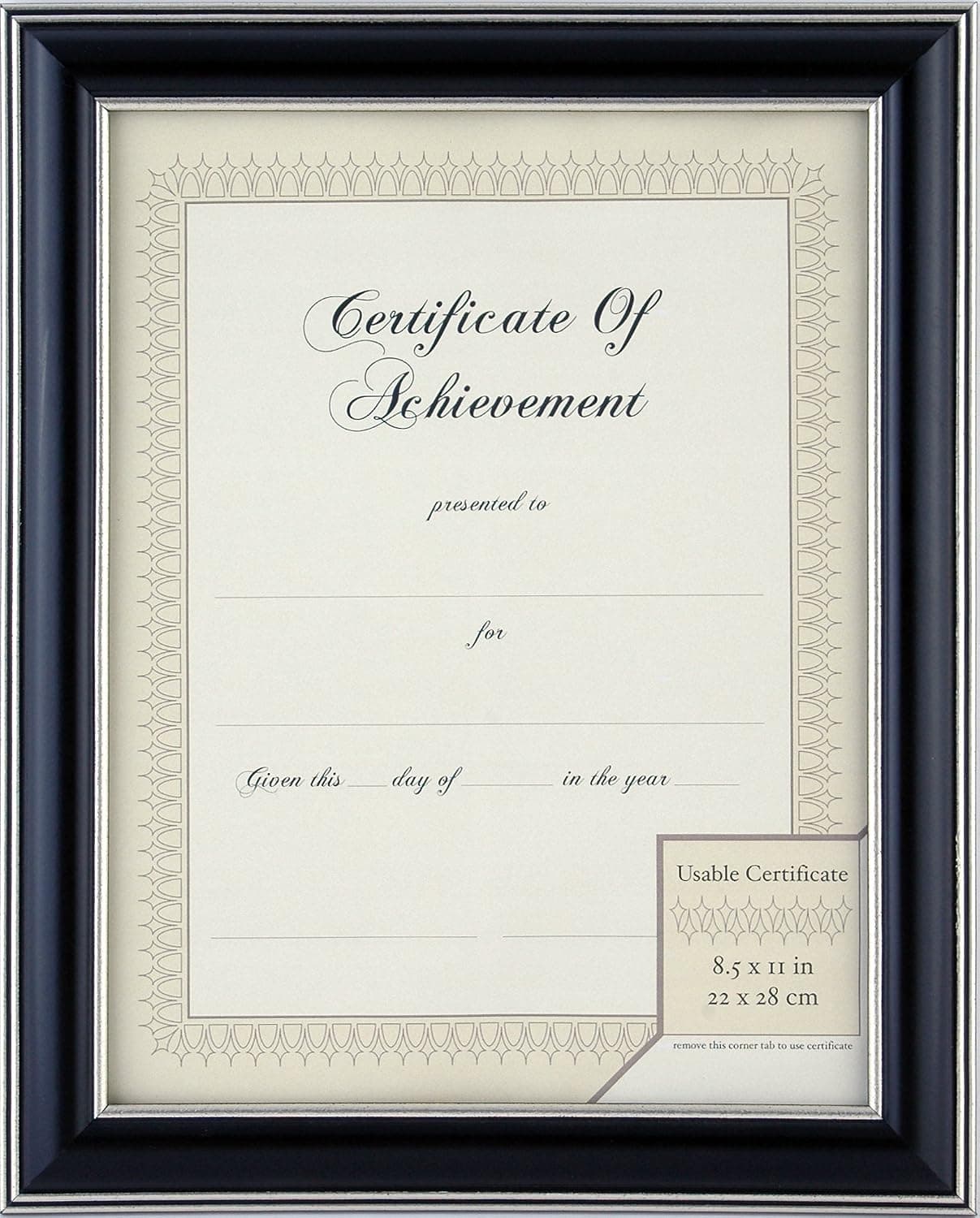 GALLERY SOLUTIONS 8.5x11 Black and Silver Wall or Tabletop Document Frame