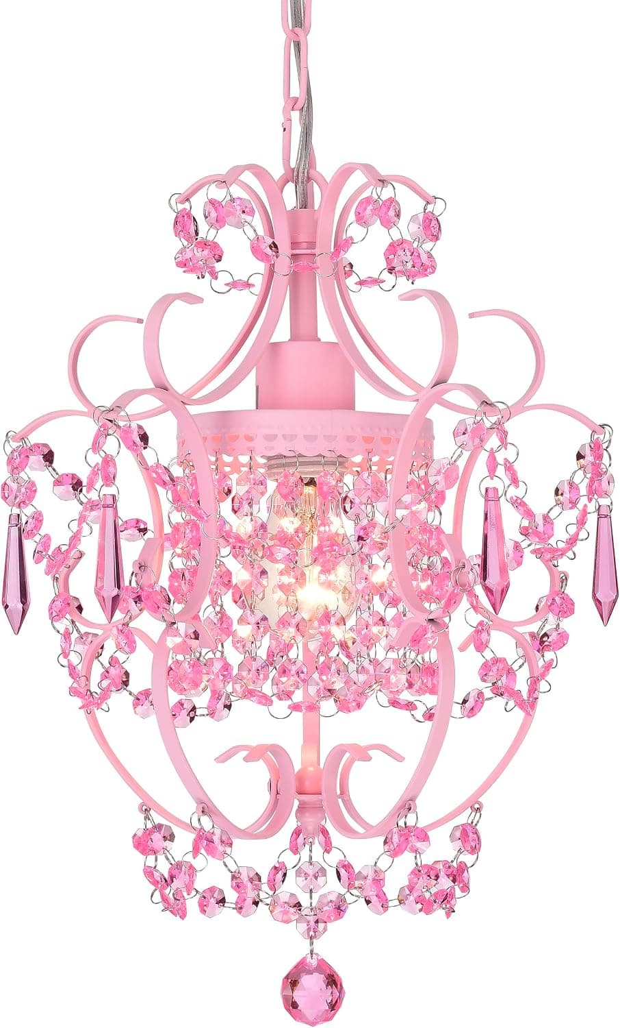 Antique House Pink Chandelier Mini Crystal Chandeliers Light Fixture 1 Light Small Chandelier for Girls Room
