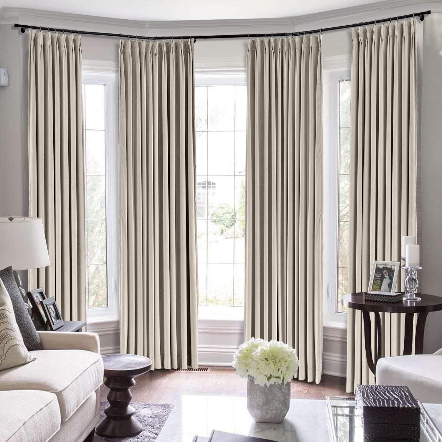 Drapifytex Velvet Curtain 84 inch Long for Bedroom Thermal Insulated Drapery, Blackout Pinch Pleated 120 x 84 inch Panel for Livingroom, Cashmer Curtain