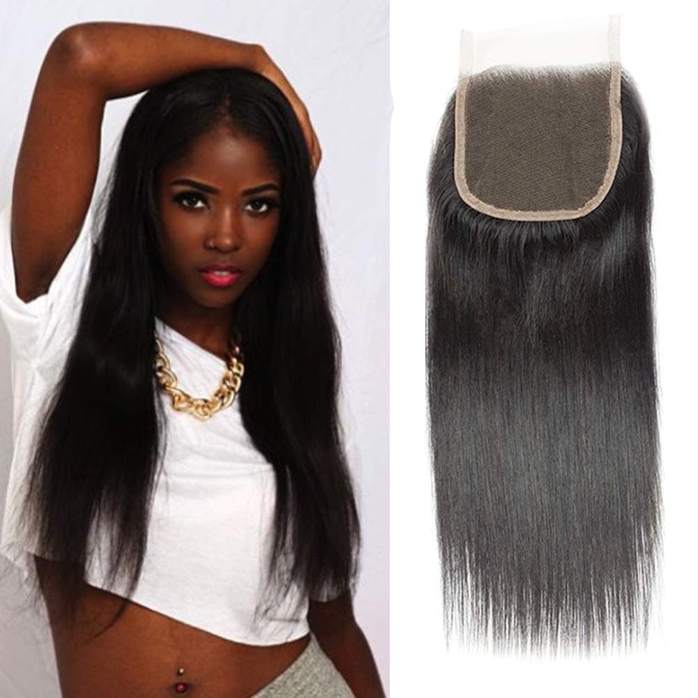 Selina Lace Closure Hd Lace Closure 4x4 Closure Brazilian Straight Lace Closure Lace Closure Human Hair Lace Closure Free Part Natural Hair Color Black(10inch Straight, Free Part)