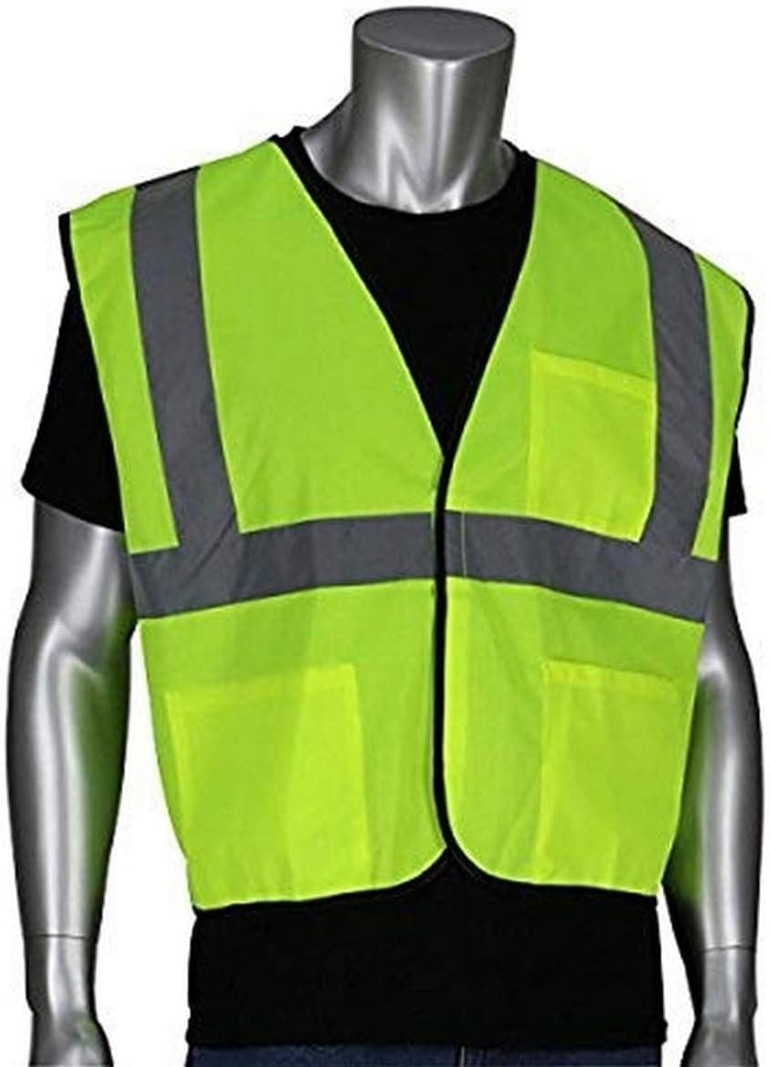 Safety Works CVCL2SLXL Class-2 Safety Vest, Poly Lime Green with Reflective Stripes, Extra Large