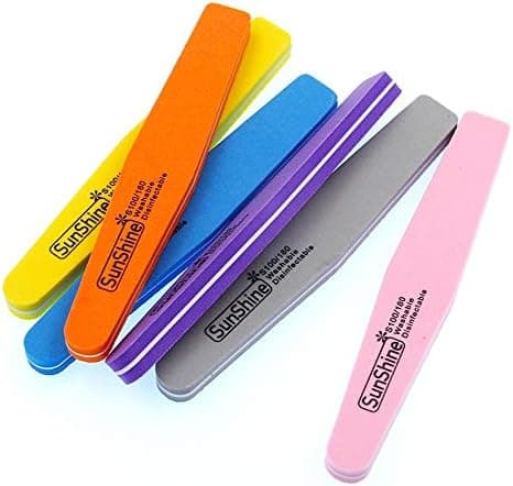 Nail Files Bufers Sunshine Nail File Sponge Diamond Nail Buffer File Double-Side Washable 100/180 Nail Buffer for Nail Buffing Tools - (Color: 5 pcs)