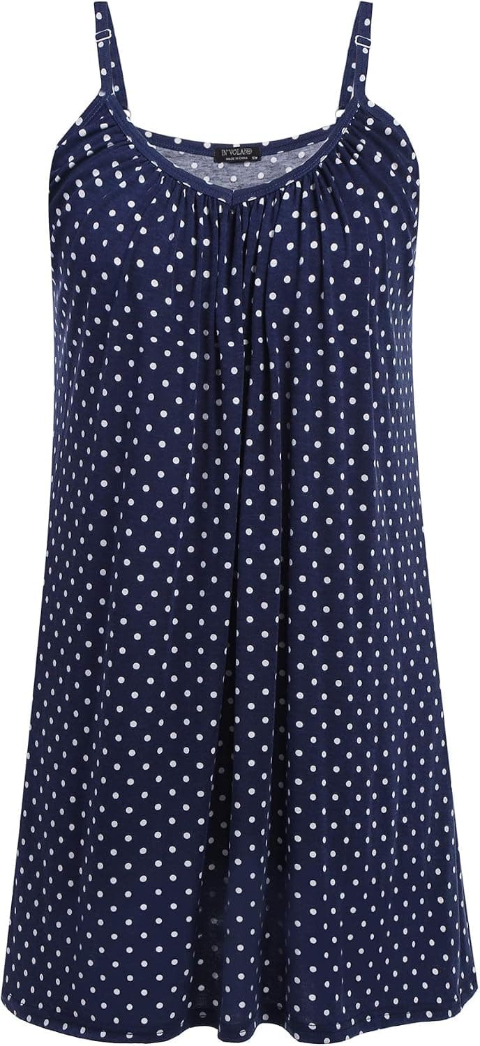 IN'VOLAND Womens Plus Size Nightgown Sleeveless Sleepwear Modal Cotton Sleepshirts Slip Night Dress (L-5XL)