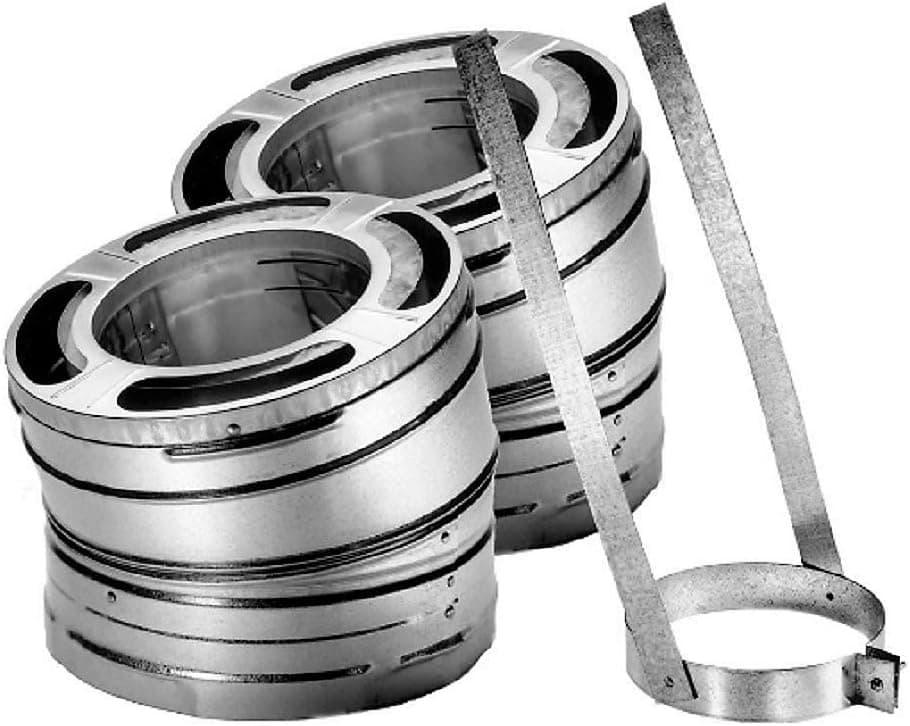 DuraVent DuraPlus 6DP-E30K 6" Class A Chimney Pipe Galvanized 30-Degree Elbow Kit; Includes 2 Elbows & 1 Elbow Strap; 6" Inner Diameter