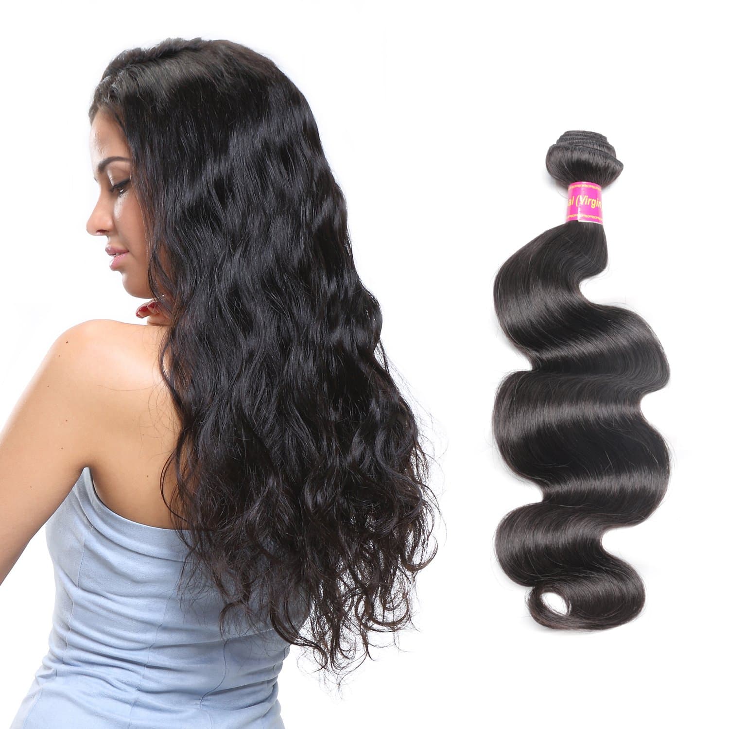ALi Queen 1 Bundles 26 inches Body Wave Brazilian Virgin Human Hair Weave 6A Grade 100% Human Hair Extensions Natural Black Color 100g