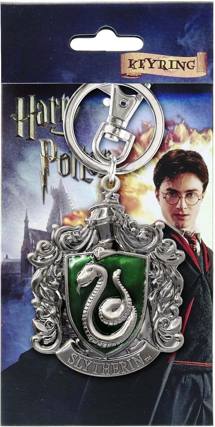 HARRY POTTER Slytherin School Crest Pewter Keychain