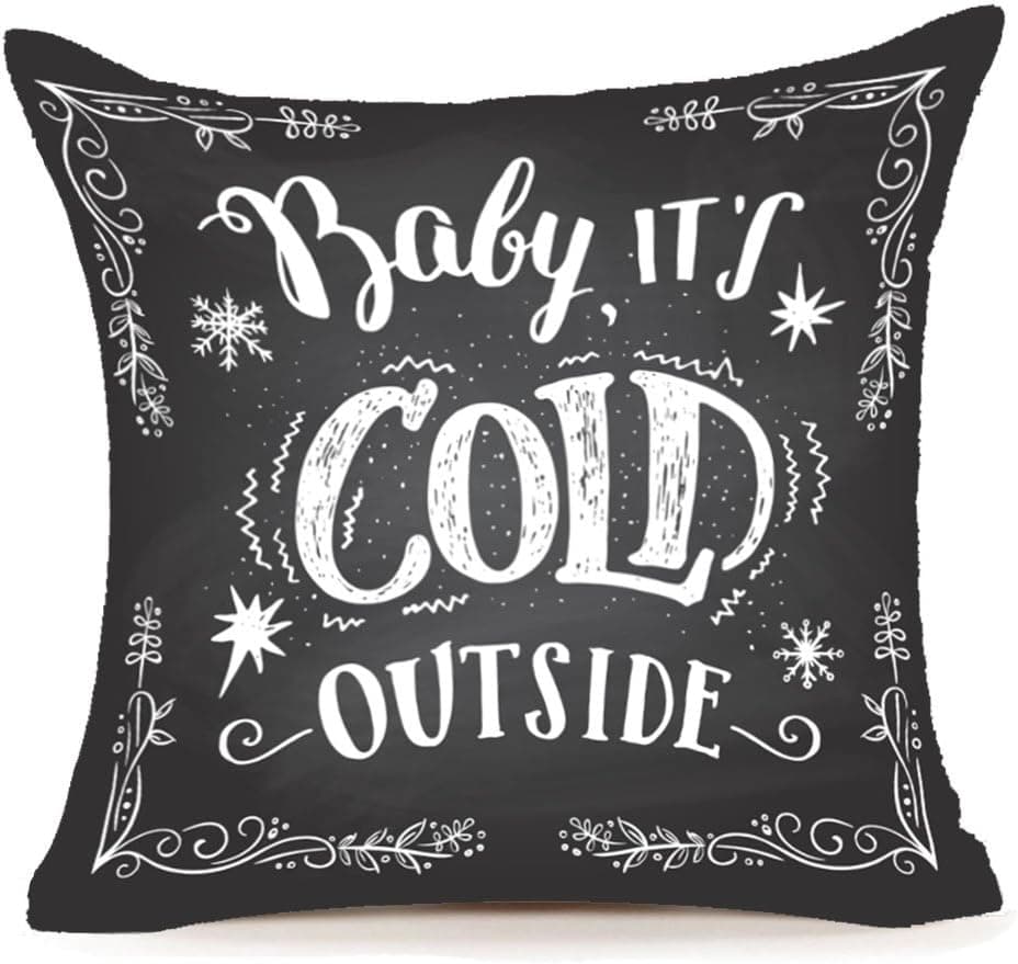MFGNEH Baby It's Cold Outside Pillow Covers, Cotton Linen Throw Pillow Case Cushion Cover 16"X16"