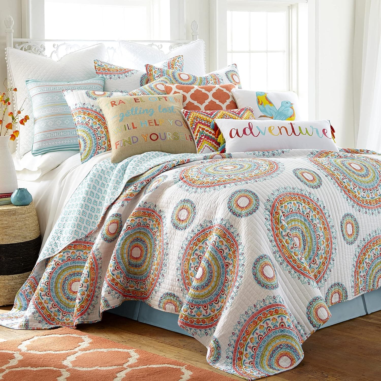 Levtex Home Mayla Full/Queen Quilt Set, Multi on White, Cotton