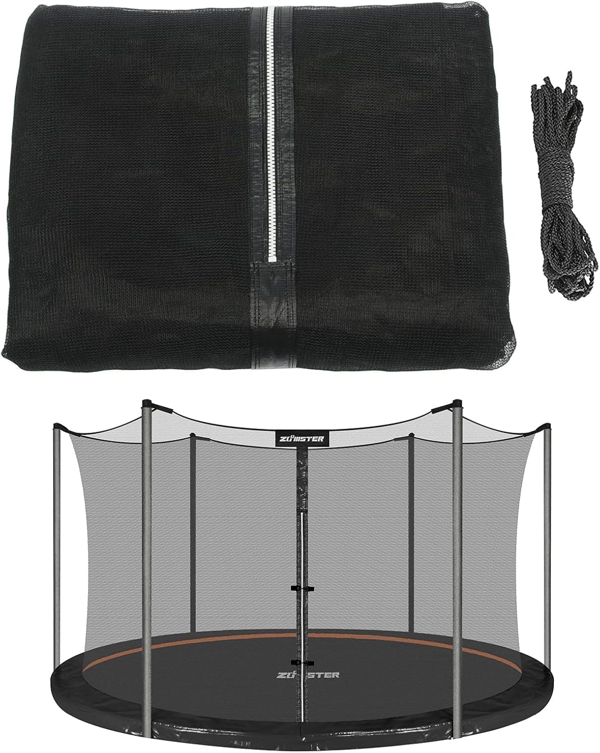 Zoomster Replacement Trampoline Safety Net Enclosure for Round Frame Trampolines, Breathable and Weather-Resistant Trampoline Net Replacement with Adjustable Straps (NET ONLY)