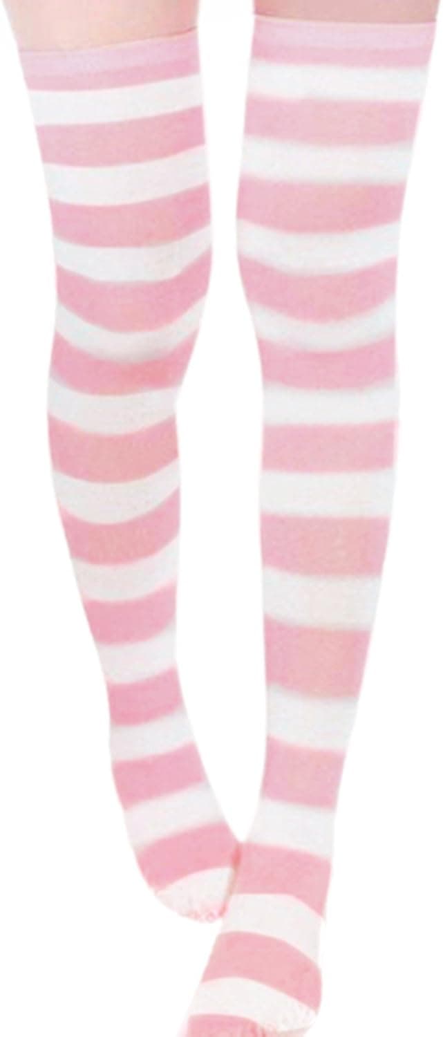 ZANZEA Womens Over Knee Thigh High Socks Long Striped Stocking