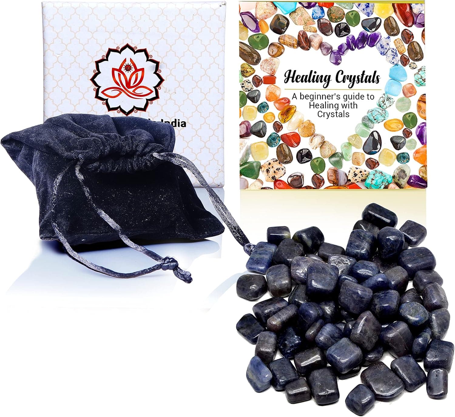 Healing Crystals India 1/2lb Natural Iolite Gemstone Tumble with Free eBook About Crystal Healing (Iolite)