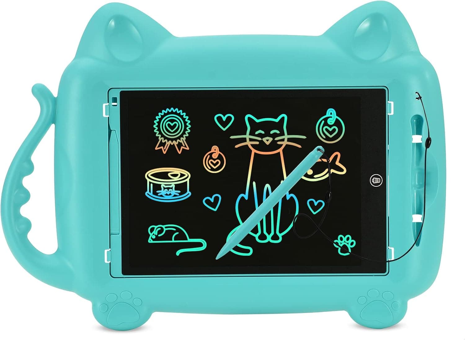 EooCoo Magnetic Drawing Board Doodle Board 12 Inch LCD Writing Tablet Drawing Pad Toys for Toddler Gift for 3-8 Years Old Boy Girl Dismantle Cat -Shaped Bracket Educational Learning Travel, Blue