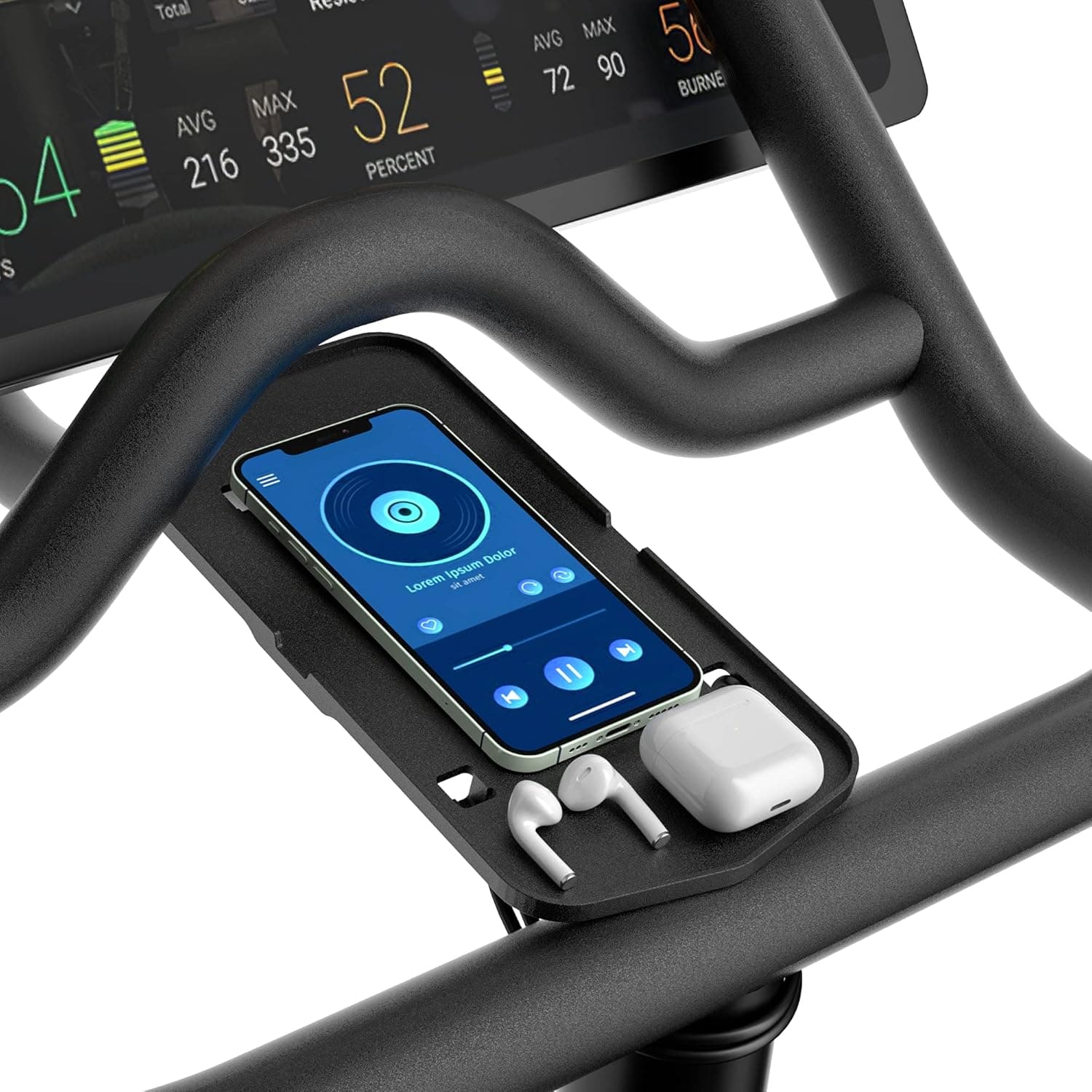 COOLWUFAN Phone Holder for Peloton Bike & Bike Handlebar Stable Anti-Slippery Phone Mount Tray Compatible with Peloton Bike, Bike+ Plus, Spin Bike, Accessories for Peloton (Easy Installation)