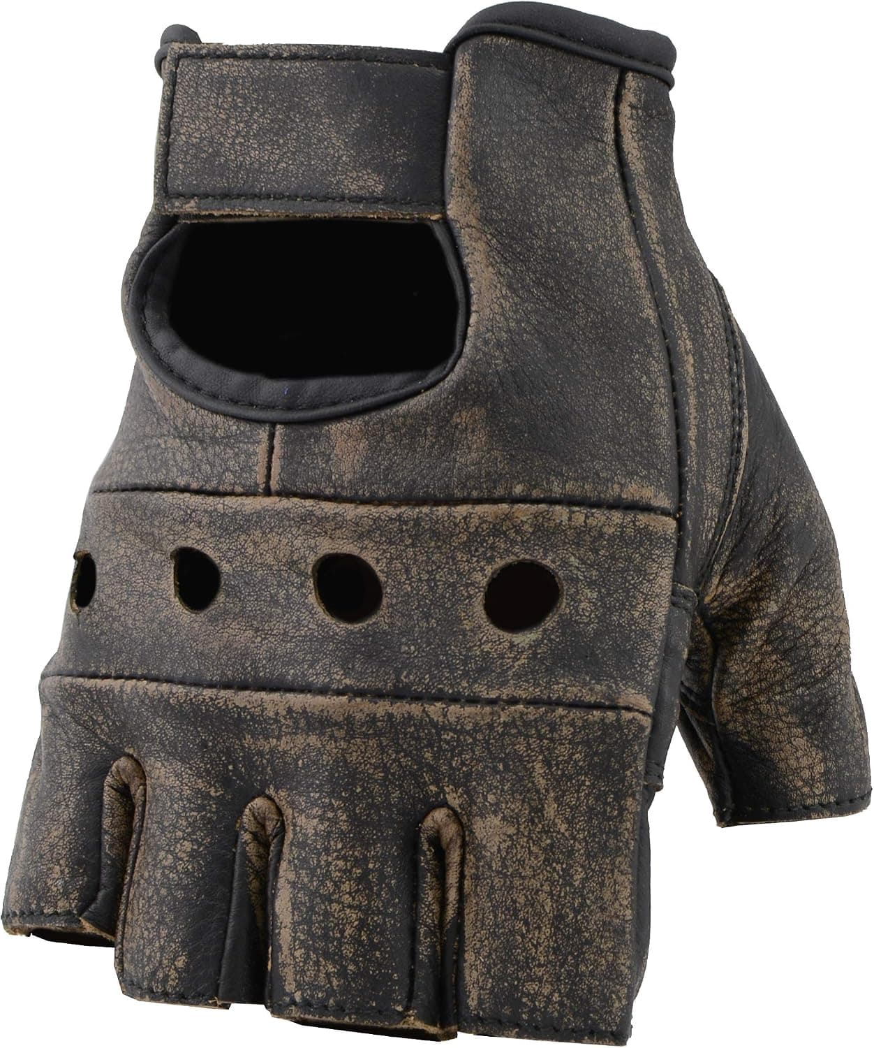 The Bikers Zone Men's Leather Fingerless Gloves, Soft Lambskin Leather (Colors)